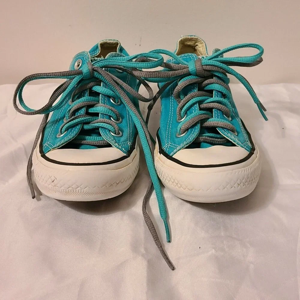 Converse All Star Unisex Low Top Men's Sz 4 Woman's Sz 6 Teal Sneakers Shoes - Picture 2 of 10